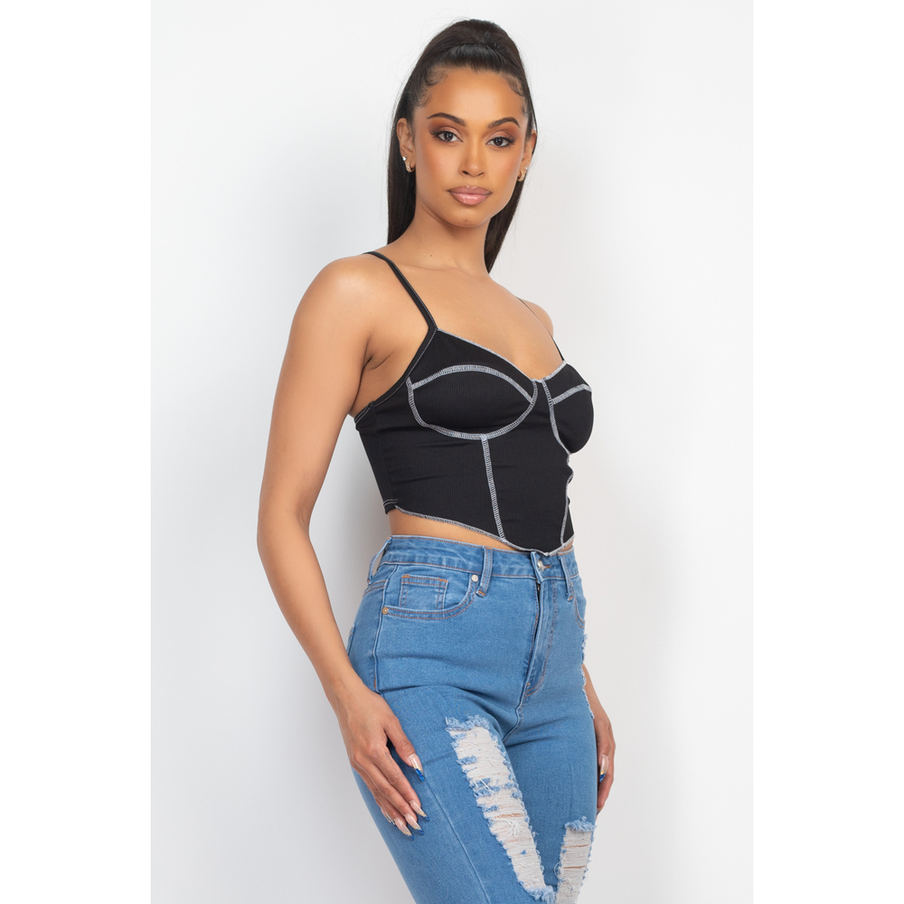 Bustier Sleeveless Ribbed Top - Picture 3 of 7